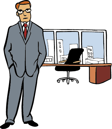 Dieser Mann leitet eine Firma.